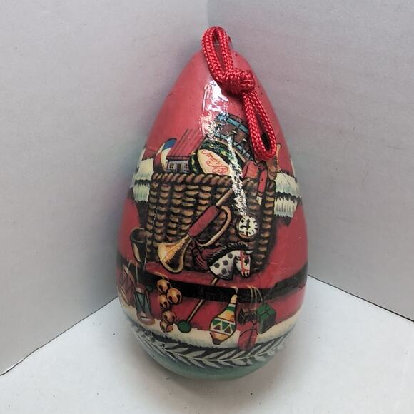 Lot Of 6 Decoupage Paper Mache Christmas Ornaments Victorian Heart Egg Shaped - Picture 10 of 11